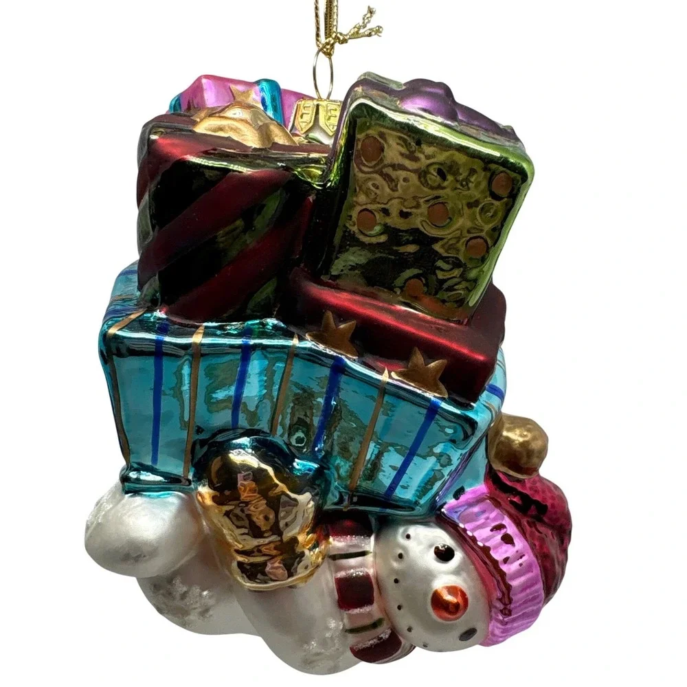 Fitz and Floyd Classics Glass Snowman Gifts Ornament Figurine Christmas‎ New